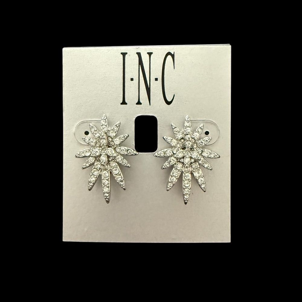 INC International Concepts Silver Starburst Crystal Stud Earrings Macy's⁠